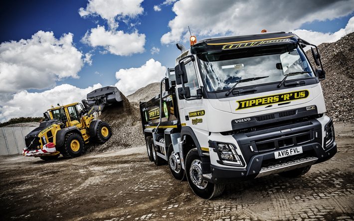 Volvo FMX, truck, construction machinery, bulldozer