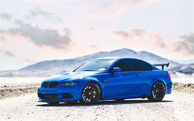 BMW M3, E92, tuning, blue m3, sportcars, BMW