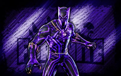 Kinetically Charged Black Panther Fortnite, 4k, blue diagonal background, grunge art, Fortnite, artwork, Kinetically Charged Black Panther Skin, Fortnite characters, Kinetically Charged Black Panther