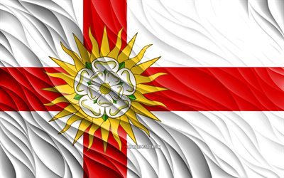 요크셔 웨스트 라이딩의 국기, 4k, 실크 3d 플래그, 영국의 카운티, 3d 패브릭 웨이브, 요크셔 깃발의 서쪽 승마, 실크 물결 모양 플래그, 영어 카운티, 요크셔 서부 승마, 영국