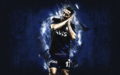 irfan can kahveci, fenerbahçe, calciatore turco, centrocampista, sfondo di pietra blu, calcio, tacchino