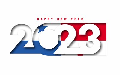 hyvää uutta vuotta 2023 panama, valkoinen tausta, panama, minimaalista taidetta, 2023 panama konseptit, panama 2023, 2023 panama tausta, 2023 hyvää uutta vuotta panama