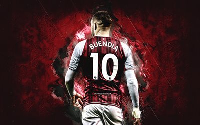 Emiliano Buendia, Aston Villa FC, Argentine Footballer, Attacking Midfielder, Burgundy Stone Background, Premier League, England, Football