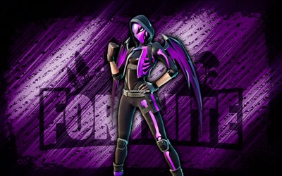 Violet Fortnite, 4k, violet diagonal background, grunge art, Fortnite, artwork, Violet Skin, Fortnite characters, Violet, Fortnite Violet Skin
