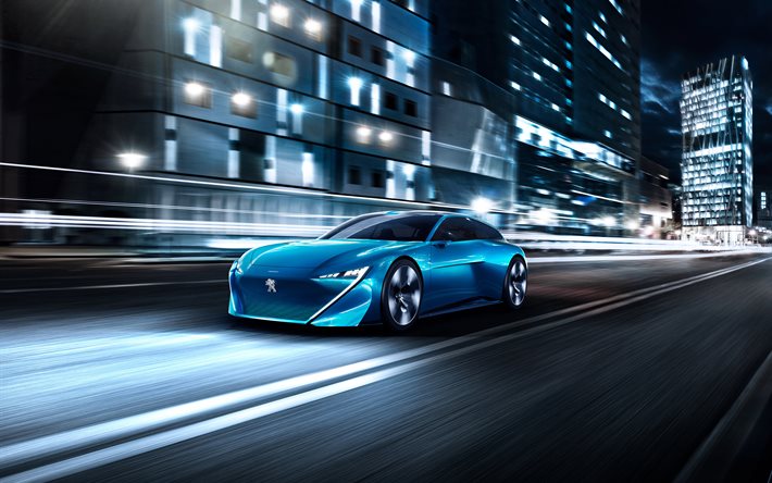 Peugeot Instinto Concepto de 2017, los coches, la noche, la carretera, Peugeot