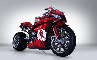 tuning, spor motosikleti, 2016, Honda CBR600RR, kırmızı Honda