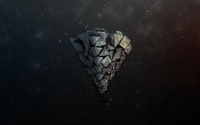 creative, shards, stone, 3D, reflections, gray background