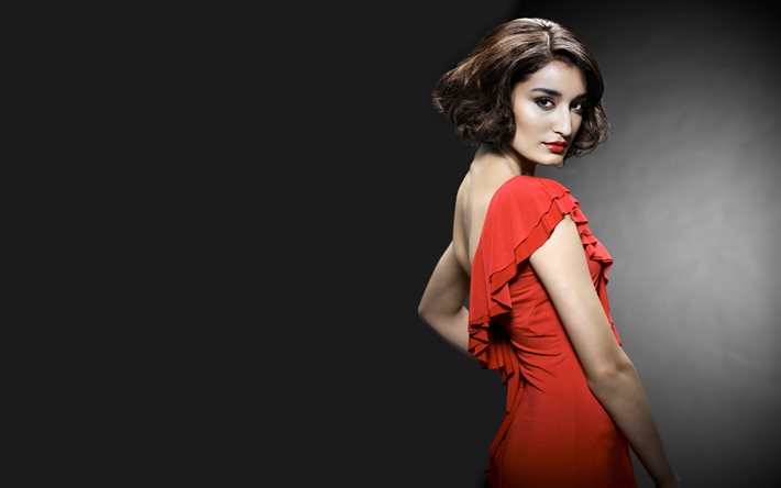 bollywood, kanishtha dhankar, schauspielerin, schönheit, 2016, schwarz / braun, rotes kleid, modelle