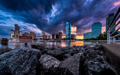 New Jersey, evening city, stone, panorama, USA, America