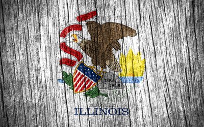 4k, drapeau de l illinois, états américains, jour de l illinois, états-unis, drapeaux de texture en bois, états d amérique, illinois, état de l illinois