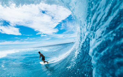 surfeur sur la vague, grosse vague, concepts de surf, mer, plage d été, sports extrêmes, surf