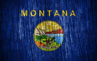 4K, Flag of Montana, american states, Day of Montana, USA, wooden texture flags, Kentucky flag, states of America, US states, Montana, State of Montana