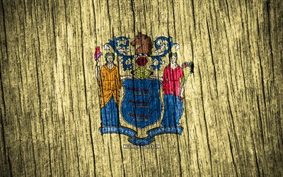 4K, Flag of New Jersey, american states, Day of New Jersey, USA, wooden texture flags, New Jersey flag, states of America, US states, New Jersey, State of New Jersey