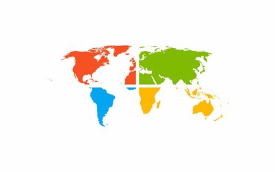 logotipo de windows, fondo blanco, mapas mundiales logotipo de windows, sistema operativo, windows, mapa mundial, emblema de windows, conceptos de mapa mundial