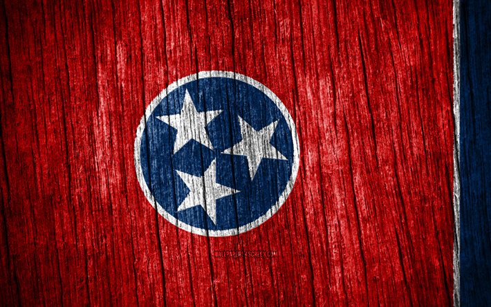 4K, Flag of Tennessee, american states, Day of Tennessee, USA, wooden texture flags, Tennessee flag, states of America, US states, Tennessee, State of Tennessee