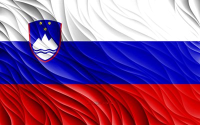 4k, العلم السلوفيني, أعلام 3d متموجة, الدول الأوروبية, علم سلوفينيا, يوم سلوفينيا, موجات ثلاثية الأبعاد, أوروبا, الرموز الوطنية السلوفينية, سلوفينيا