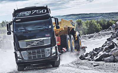 Volvo FH16 750, HDR, mining dump truck, quarry, special equipment, LKW, pictures with trucks, cargo transport, Volvo