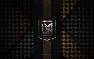 Los Angeles FC, MLS, gray brown knitted texture, Los Angeles FC logo, American soccer club, Los Angeles FC emblem, soccer, Los Angeles, USA