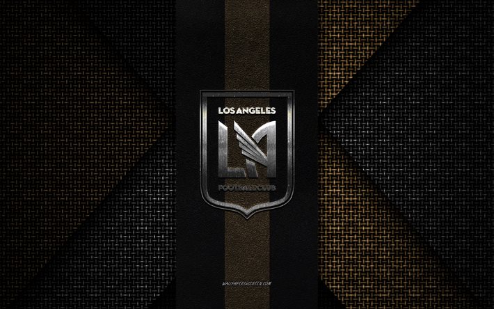 Los Angeles FC, MLS, gray brown knitted texture, Los Angeles FC logo, American soccer club, Los Angeles FC emblem, soccer, Los Angeles, USA