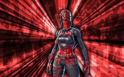 4k, Red Knight Fortnite, red rays background, Red Knight Skin, abstract art, Fortnite Red KnightSkin, Fortnite characters, Red Knight, Fortnite, creative art