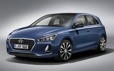 Hyundai i30, 2017, hatchback, estudio, azul i30