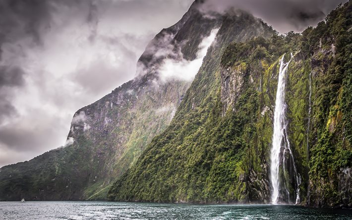 bela cachoeira, park fiordland, milford sound, nova zelândia