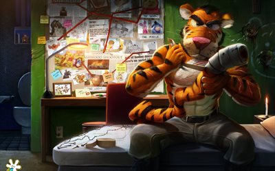 dibujos animados, el tigre, el arte
