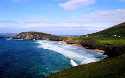 المحيط, دينغل, شبه الجزيرة, الساحل, أيرلندا, dingle peninsula, كيب dunmore رئيس, خليج