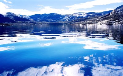 o lago, groenlândia, montanhas, rock