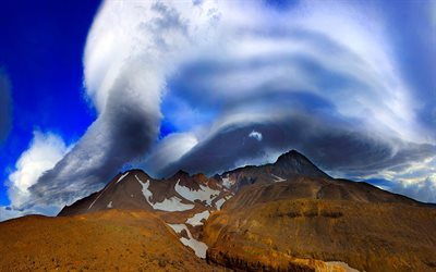 vulkanen mutnovsky, kamchatka, blå nebe, ryssland