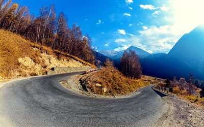 serpentine, mountain road, road, mountains