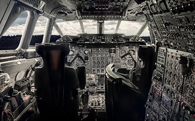 l'avion, aviation, le cockpit, le poste de pilotage de l'avion, de la concorde