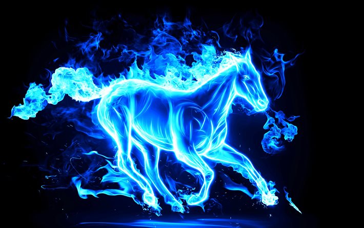 animal, horse, graphics, smoke, fire