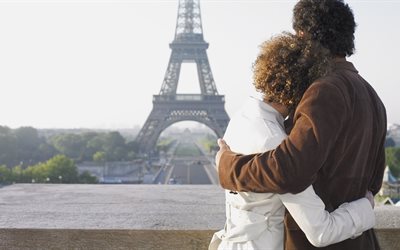 法国, 这城市, 爱情, 双, 人, 女孩, 巴黎