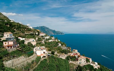 the city, italy, amalfi, water, home, sea, landscape, nature, resort