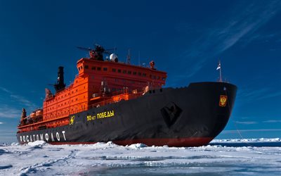 russia, icebreaker, snow, ice