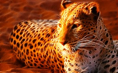 gráficos, abstração, fractal, besta, animal, predador, leopardo