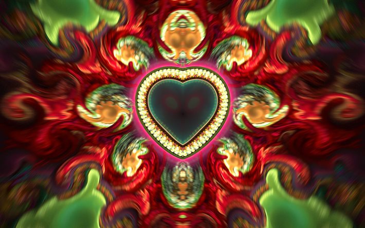 figura fractal, la luz, la abstracción, patrones, gráficos, corazón, divorcio