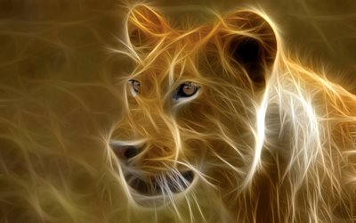 fractal, les graphiques, de l'animal, prédateur, le lion