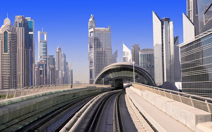 hem, byggnad, tunnelbana, dubai, staden, emiraten, uae, skyskrapor