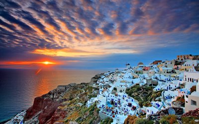 santorini, egeiska havet, grekland, romantisk plats, oia