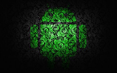 android, emblem, pattern, creative logo, green android