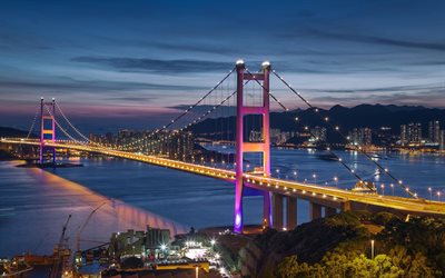 hong kong, china, puentes, puente hermoso, mar