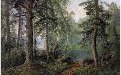 wood, painting, picture, trees, painted forest