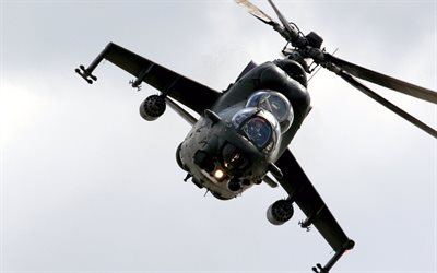 military aircraft, mi-24, combat helicopter