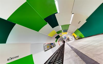 münchen, tunnelbana, modern arkitektur, tyskland