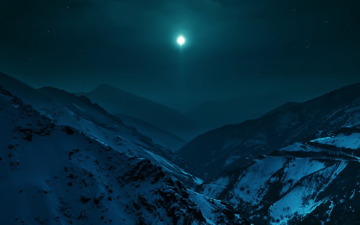 alborz, 밤, 산, 4k, elburz, 이란