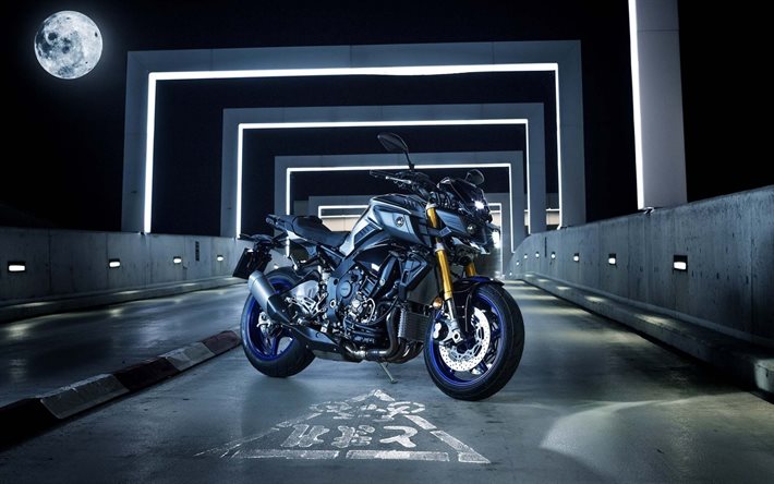 Yamaha MT-10 SP, 2017, moto sportive, notte, luna