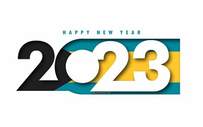 Happy New Year 2023 Bahamas, white background, Bahamas, minimal art, 2023 Bahamas concepts, Bahamas 2023, 2023 Bahamas background, 2023 Happy New Year Bahamas