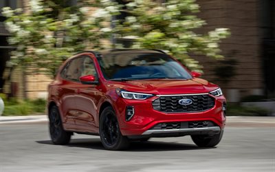 Ford Escape ST-Line Elite, 4k, motion blur, 2023 cars, crossovers, Red Ford Escape, 2023 Ford Escape, american cars, Ford